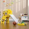 Qaba 2 In 1 Toddler Slide For Indoor, Easy Set Up Kids Slide Playset With Basketball Hoop For 18-36 |Qaba Toboggan 2 En 1 Pour Interieur, Toboggan Pour Enfants Facile A Installer Pour Tout-petits De 18
