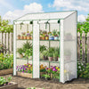 Outsunny Mini Greenhouse with 3 Tier 6 Shelves Portable Green House, White