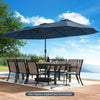 Costway 15.5 FT Extra-Large Patio Umbrella with LED Solar Lights & 12 Heavy-Duty Ribs Navy