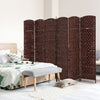 Homcom Double Hinged Woven Wicker Room Divider And Privacy Screens|Homcom Paravent De Separation De Piece En Osier Tisse A 6 Panneaux