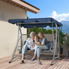 Outsunny 3 Person Patio Swing Bench Seats With Adjustable Canopy|Outsunny Balancoire De Patio Pour 3 Personnes Avec Auvent Reglable, Bleu