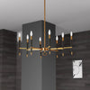 Dainolite Langford 8 Light Horizontal Chandelier Vintage Bronze Finish Black Shade Lamp|Lustre horizontal Langford de Dainolite avec abat-jour noir, fini bronze rétro et 8 ampoules