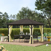 Outsunny 10' X 12' Hardtop Gazebo Canopy With Galvanized Steel Roof, Aluminum Frame, Permanent Pavil|Outsunny 10' X 12' Tonnelle D'exterieur A Toit Rigide Gazebo Avec Cadre En Aluminium Parois Laterale
