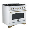 Forno Antico 36" Freestanding Gas Range, White, Convection Oven- FFSGS6219-36WHT | Cuisiniere a gaz autonome Antico de 36", blanc, avec four a convection – FFSGS6219-36WHT
