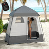 Outsunny Two Room Pop Up Shower Tent W/ Shower Bag, Floor, Carry Bag, Dark Grey