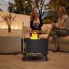 Outsunny Outdoor Fire Pit Firepit With Grill Grate Ash Catcher Poker, Black