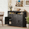 HOMCOM Sideboard, Buffet Cabinet with 4 Barn Doors and 3 Drawers Dark Brown