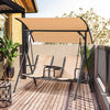 Outsunny 2 Person Covered Porch Swing Patio Swing With Pivot Storage Table, Cup Holder, & Adjustable|Outsunny Balancelle De Jardin 2 Places Table D'appoint Pivotante + Rangement Integre Inclinaison Toi
