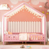 Paul Montessori Floor Bed with Canopy and High Railings,Full Size, Pink Full Bed | Paul Lit Montessori au sol avec baldaquin et barrieres hautes, Taille Double, Rose