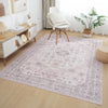 Aqua Pink Washable Non-slip Low Pile Area Rug 8'x10' | Tapis Rose Lavable Et Antiderapant A Poils Ras 8'x10'