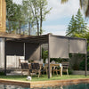 Outsunny 10'x13' Outdoor Pergola W/ LED Lights, Retractable Roof, Grey|Outsunny Pergola Exterieure 10'x13', Lumieres LED, Toit Retractable, Gris