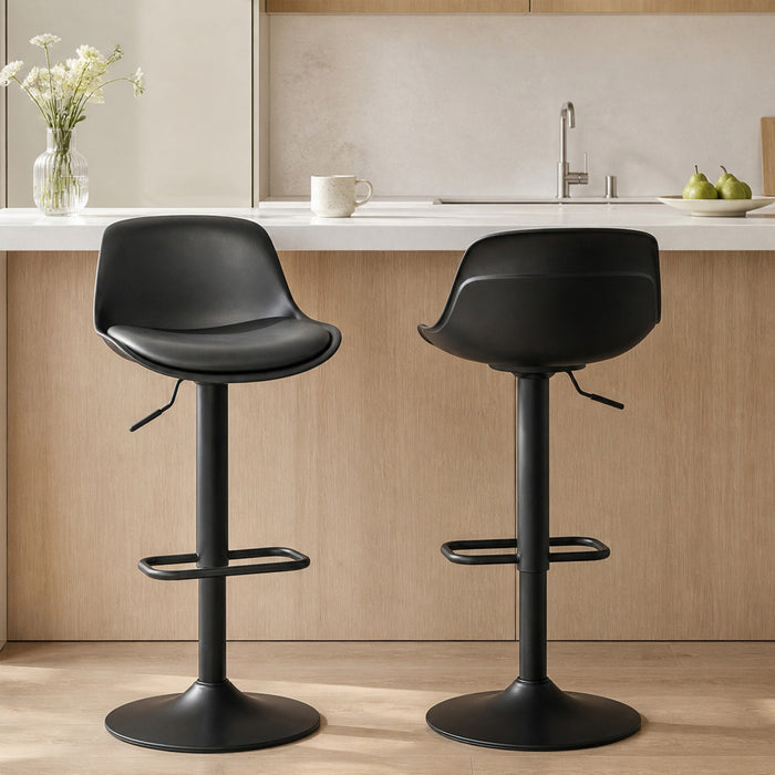 HOMCOM Swivel Bar Stools Set of 2 with Adjustable Height, Bar Chairs, Black