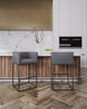 Embassy Mid-Century Modern Metal Upholstered Counter Stool in Gray - Set of 3 | Tabouret de comptoir Embassy style milieu du siecle en metal et tissu gris - Lot de 3