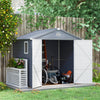 Outsunny 8' X 6' Garden Storage Shed W/ Latch Door, Air Vents, Pp, Grey|Outsunny Abri De Jardin 8' X 6' Porte A Loquet, Bouches D'aeration, Gris