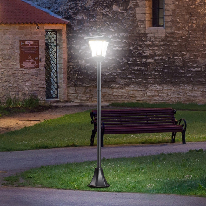 Outsunny Outdoor Garden Solar Post Lamp, Light Sensor Dimmable LED Lantern Bollard Pathway 63\" Tall, Black