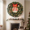 HOMCOM 36 Inch Pre-Lit Christmas Wreath, Artificial Xmas Wreath, Green