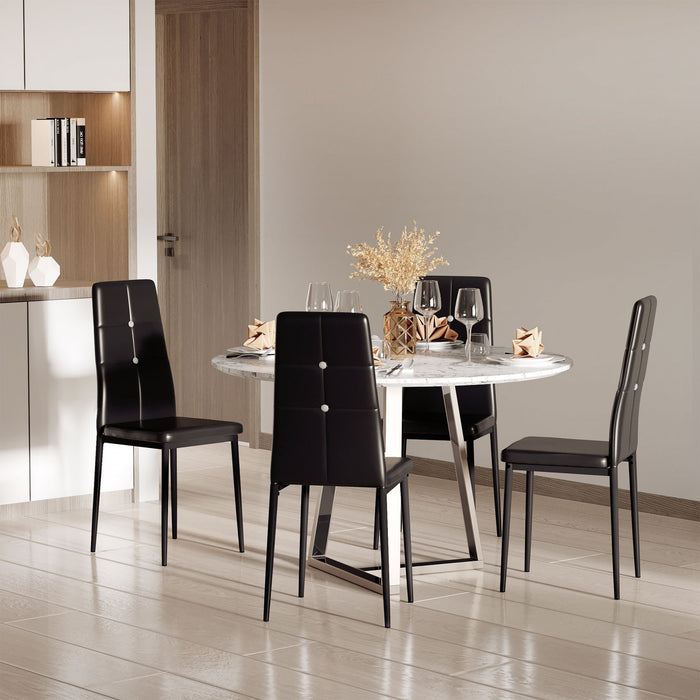 HOMCOM Dining Chairs Set of 4, Faux Leather Side Chairs with High Back