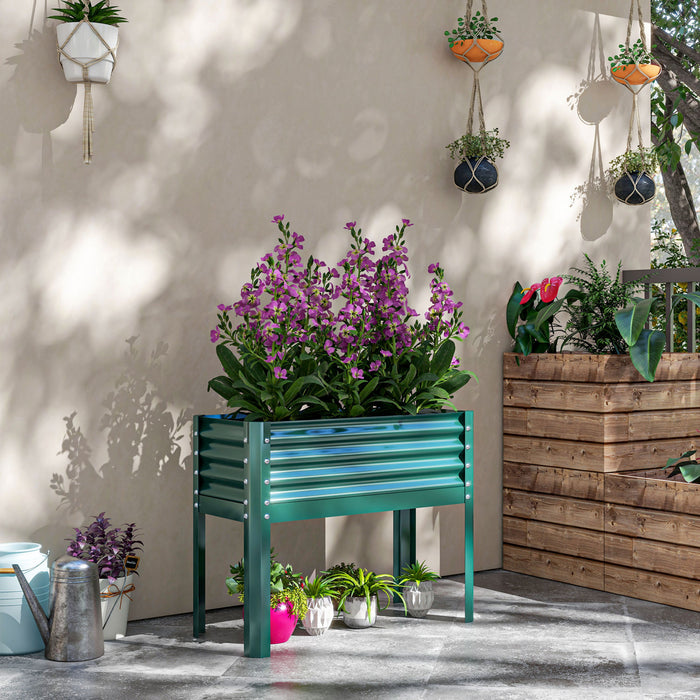 Outsunny Raised Garden Bed W/ Legs Galvanized Elevated Planter Box Green