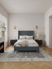 Promenade Mid-Century Modern Upholstered Velvet Full Bed in Gray | Lit complet Promenade style milieu du siecle moderne en velours gris capitonne