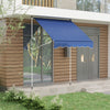 Outsunny 6.6'x5' Manual Retractable Patio Awning Window Door Sun Shade Deck Canopy Shelter Water Res|Outsunny 6.6'x5' Abri Solaire Retractable Manuel, Bleu Fonce