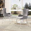 Luna Velvet Dining Chairs with Tufted Upholstered and Gold Metal Legs Set of 2, Grey  | Chaises de salle a manger Luna en velours avec revetement capitonne et pieds metalliques dores, lot de 2, gris