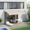 Outsunny Retractable Awning Manual Sun Shade Shelter Beige|Outsunny 12' X 10' Store Banne Manuel Retractable Aluminium Polyester Impermeabilise Anti-uv Beige E