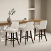 Beever Modern Chenille Wood Upholstered Barstool in Cream - Set of 3 Bar Stool | Tabouret de bar moderne Beever en bois et tissu chenille creme - Lot de 3