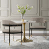 Lia Modern Metal Chenille Armchair in Stone - Set of 2 Dining Chair | Fauteuil en metal moderne Lia avec revetement en chenille couleur pierre - Lot de 2