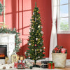 Homcom 6' Prelit Artificial Christmas Tree With Warm White Led Lights|Homcom Arbre De Noel Artificiel Crayon Pre-illumine De 6 Pieds Avec 390 Embouts Et 200 Lumieres Led Blanc Chaud