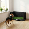 PawHut Dog Grass Pad with High Walls and Tray, Dog Litter Box for Puppy Training, Pee Pad Holder with Artificial Grass and Drainage for Indoor Outdoor Use, 30" x 20" x 14"