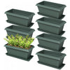 Outsunny 7 Pack 15.7" Plant Pots, Flower Planters w/ Drainage Holes, Green