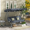 3 Seater Covered Swing Chair Garden Hammock W/ Canopy And 2 Pillows|Outsunny Balancoire De Jardin Couverte Hamac 3 Places Avec Auvent, Gris