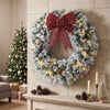 HOMCOM 24 Inch Pre-Lit Christmas Wreath, Flocked Winter Wreath, Green