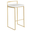 LumiSource Fuji White Faux Leather Contemporary Barstool - Set of 2|Tabouret bar contemporain Fuji en similicuir blanc - ensemble de 2