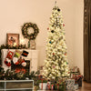 Homcom 7.5ft Prelit Artificial Snow Flocked Pencil Christmas Tree|Homcom Arbre De Noel En Forme De Crayon Floque De Neige Artificielle Pre-eclaire De 7.5 Pieds Avec 350 Lumieres Led Blanc Chaud Et 641 Pointes De Branche