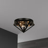 Dainolite Archello 3 Light Flush Mount Matte Black Antique Brass Accents Lamp|Plafonnier affleuré Archello de Dainolite au fini noir mat et touches laiton antique et 3 ampoules