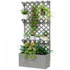Outsunny Raised Garden Bed with Trellis and Plant Shelf, Grey