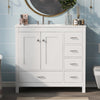 Andrew 36" Solid Wood Bathroom Vanity With Ceramic Sink And Storage Cabinet - White | Andrew Meuble-lavabo En Bois Massif 36" Avec Vasque En Ceramique Et Armoire De Rangement - Blanc