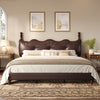 Emma Faux Leather Platform Bed Frame with Headboard,California King Size,Dark Brown King Bed  | Cadre de lit plateforme en simili cuir Emma avec tete de lit, taille California King, marron fonce