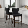 Blair Modern Wood Upholstered Barstool in Black - Set of 2 Bar Stool | Tabouret de bar Blair moderne en bois et tissu, noir - Lot de 2