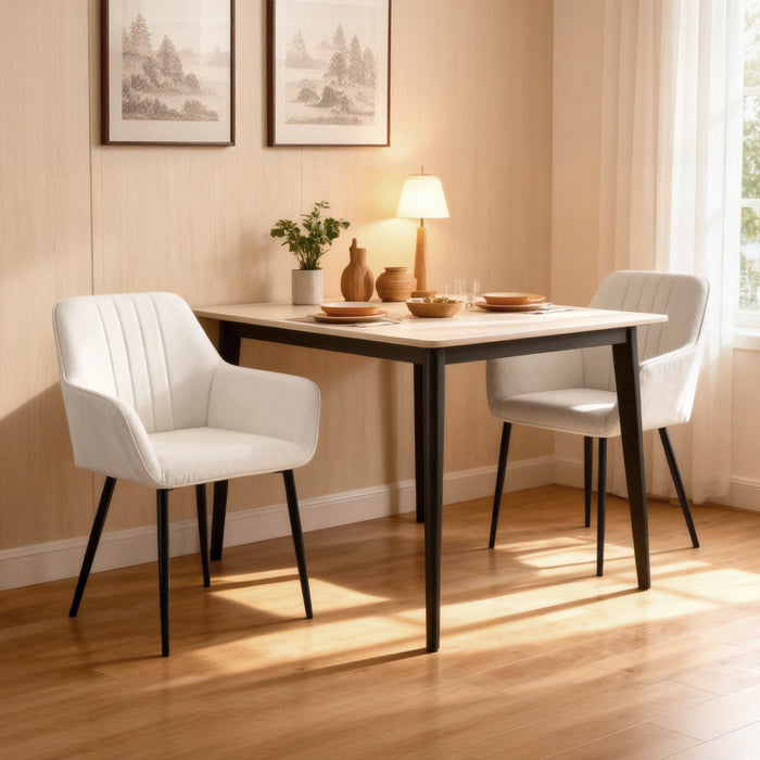 HOMCOM Dining Chairs Set of 2, Upholstered Accent Chairs with Metal Legs