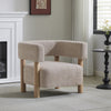 Evelyn Accent Arm Chair with Comfortable Seating and Boucle Upholstery,Natural Wood Accent Chair | Evelyn Fauteuil d’appoint avec assise confortable et revetement en boucle, bois naturel