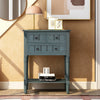 Olivia Solid Wood Console Table With Drawers And Bottom Shelf - Blue | Table Console Olivia En Bois Massif Avec Tiroirs Et Etagere Inferieure - Bleu