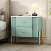 Lila Modern Nightstand with Storage Drawers and Metal Handles,Green | Lila Table de Nuit Moderne avec Tiroirs de Rangement et Poignees Metalliques, Vert