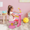Qaba Kids Toddler Toy Piano Keyboard With Included Sitting Stool, Working Microphone, A Fun Bright F|Qaba Clavier De Piano Enfants Avec Tabouret D'assise Inclus, Microphone De Travail, Lampe De Poche L