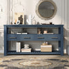 Ava 62.2'' Large Entryway Table with Drawers and Open Shelves,Navy Blue Sofa Table  | Table d'entree Ava 62,2'' avec tiroirs et etageres ouvertes, bleu marine