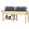 Outsunny Raised Garden Bed, Wood Garden Box with Bottom Shelf, Natural