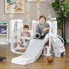 Qaba 6-in-1 Slide And Swing Set With Basketball Hoop, Climber, Baby Swing Set Indoor Playground With|Qaba Ensemble Toboggan Et Balancoire 6 En 1 Avec Panier De Basket, Grimpeur, Balancoire Pour Bebe, A