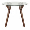 LumiSource Folia Glass Mid-Century Modern Round Dinette Dining Table - Walnut|Table ronde moderne du milieu du 20e siècle Folia en verre pour le coin-repas ou la salle à manger - noyer