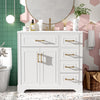 Paul 36" Solid Wood Bathroom Vanity With Ceramic Sink - White | Paul Meuble-lavabo 36" En Bois Massif Avec Vasque En Ceramique - Blanc
